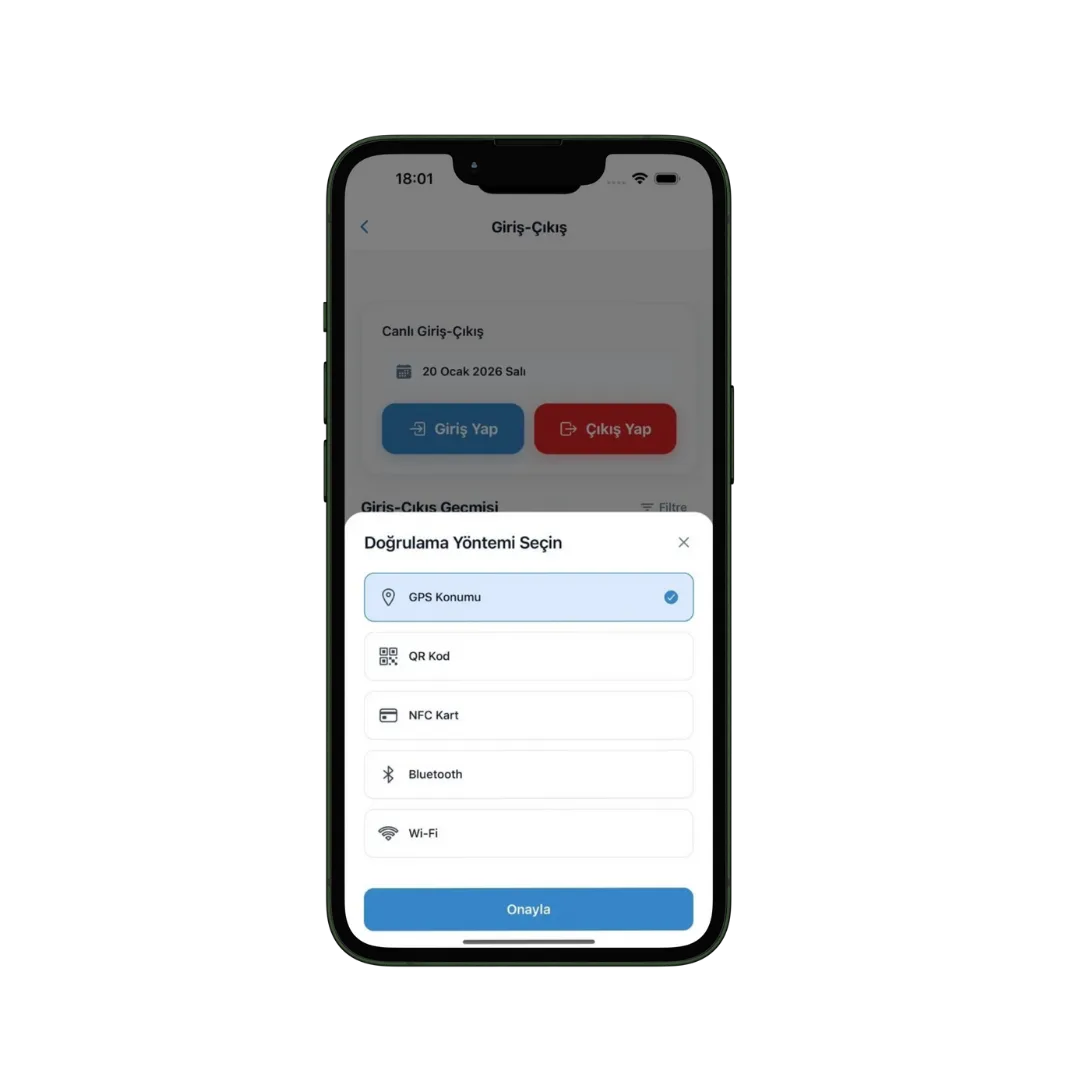 S1 PDKS Mobil App - Giriş Çıkış ve Doğrulama Yöntemleri